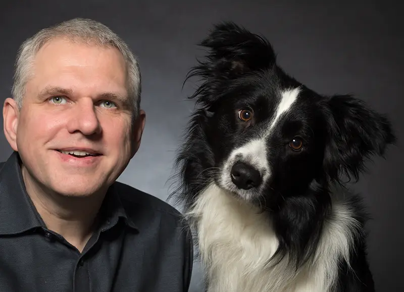 Lutz Gerken mit seinem Border Collie